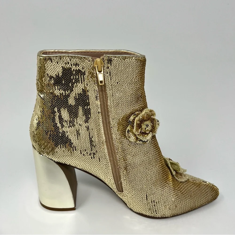 Betsey Johnson Finlee Gold Boots - Picture 2 of 7